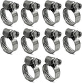 Embossed Worm Gear Hose Clamps Size#5, 1/2 To 3/4 inch Adjustable Heavy Duty Stainless Steel Hose Clamp, all 304 for Small Hose Clamp (12-20 mm, 10 Pack)