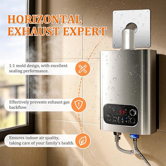 3.15" Thickening Stainless Steel Vent Wall Thimble,Suitable for Walls Ranging from 4.7 "to 7.0",for Indoor Gas Tankless Water Heater,Ideal for Home Heating and Bathroom Setups