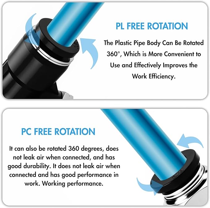 Pneumatic 3/8 Push to Connect Fittings Male Thread Elbow and Straight Combination Air Line Quick Connect Fittings 3/8"OD x 3/8"NPT Quick Connect Air Hose Fittings (Pack of 12)