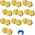 10-Pack SUNGATOR 1/2 Inch Straight Coupling Pushfit Plumbing Fittings, No Lead Brass Straight Coupler, Push to Connect Pex Pipe, Copper, CPVC, with 1 Disconnect Tool