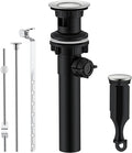 KENES Bathroom Sink Drain Stopper Assembly with Lift Rod, Brushed Nickel Sink Drain with Overflow, Lavatory Pop Up Drain Assembly for Bathroom Vanity Sink, LJ-P701