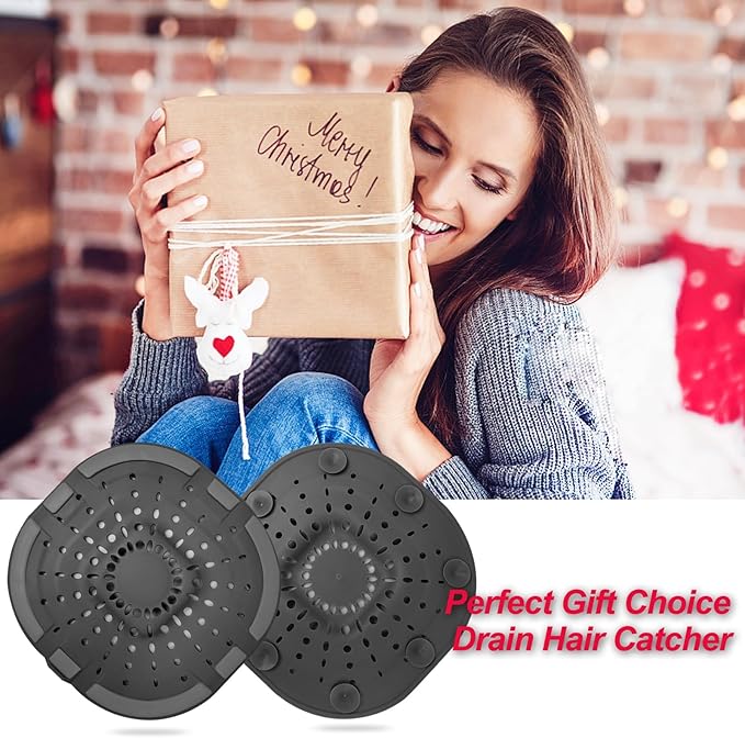Hair Catcher Square Silicone Hair Stopper Shower Drain Hair Catcher with Suction Cup Easy to Install and Clean Suit for Bathroom Bathtub and Kitchen(Upgraded Strong Suction 2 Pack(Traffic Black Grey)