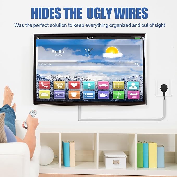 Floor Cable Cover, Low Profile Cable Hider for Wires, Self Adhesive Cord Hider for Wall, Cord Covers Wall Mounted Tv, for Offices, Gym, Exhibitions (Gray, 10 Feet)