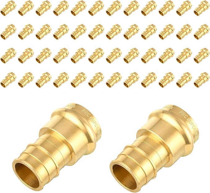 50-Pack HeSun Copper Press Fitting Adapter, 1/2" PRESS X 3/4" PEX-A Expansion F1960 Coupling, LF Brass