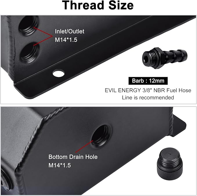 EVIL ENERGY Radiator Coolant Overflow Tank, Coolant Recovery Tank Aluminum 2L Black