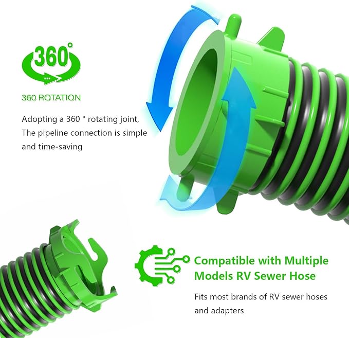 3 FT Camper Sewer Hose Kit with 90-Degree RV Tote Tank Adapter - 4 Bayonet Prongs on Each End for Sewer Hose Fittings -Connects Tote Tank to a Dump Station (3 Ft Sewer Hose Kit)