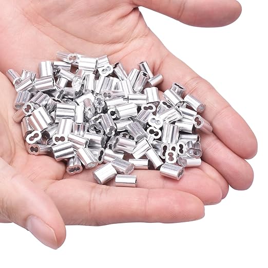 200Pcs 5/64"Cable Crimp Sleeves, Aluminum Wire Rope Crimping Loop Sleeve. Cable Ferrules for Cable and Wire Rope Crimp Double Barrel Crimp Sleeves (M2-5/64")