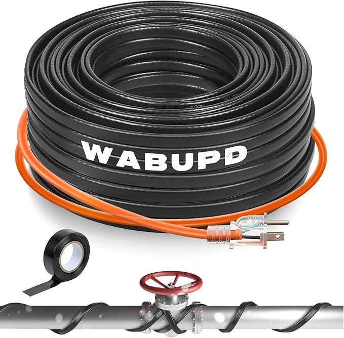 3FT-200FT Heat Tape for Water Pipes, -40°F Deicing Pipe Heat Cable,Electric Heating Cable Pipe,Frezze Protection for Heat Trace Cable for Metal, Plastic Home Pipes,Gutter,120V 5W/ft（9FT）