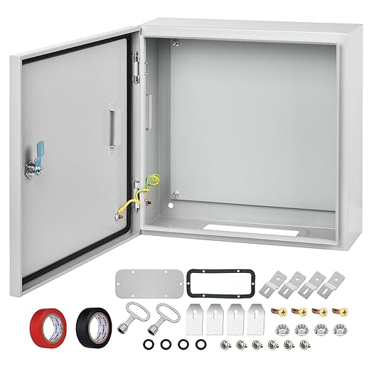 Steel Electrical Junction Box, 16 x 16 x 8'' Waterproof & Dustproof Electrical Enclosure, Outdoor & Indoor Universal Project Box with Lock & Mounting Plate