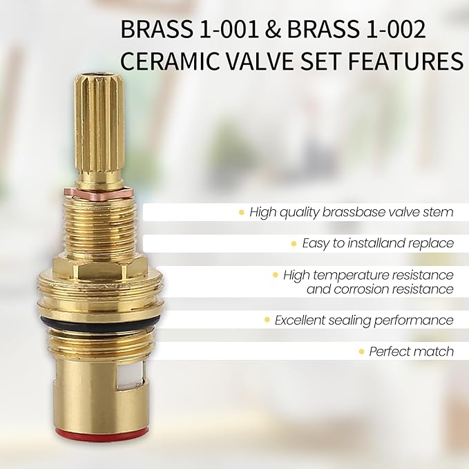 Brass 1-001 & Brass 1-002 Ceramic Disc Cartridge, Replacement Hot Cold Widespread Cartridge, Cold & Hot Widespread Faucet Replacement Cartridge