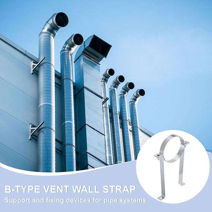 PATIKIL 6 Inch B Vent Wall Strap, 2 Pack Galvanized Round Gas Vent Pipe Strap Ventilation Open Ring Hanger Vent Wall Bracket for B Type Vent Pipe, Silver