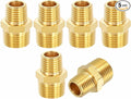 5 Pack Brass Pipe Fittings, 3/8" NPT Male to 1/4" NPT Male Brass Hex Nipple, Male Pipe Adapter Reducer for Air, Oil, LP