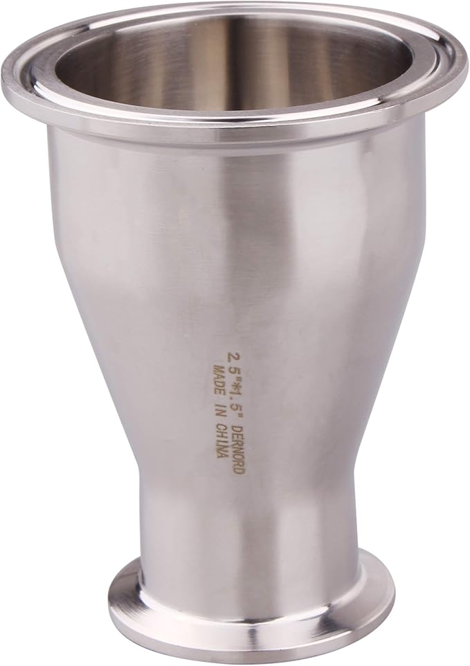 DERNORD Sanitary Fitting Reducer Fitting SUS304 Tri Clamp Ferrule Style 2.5" Tube OD to 1-1/2" Tube OD