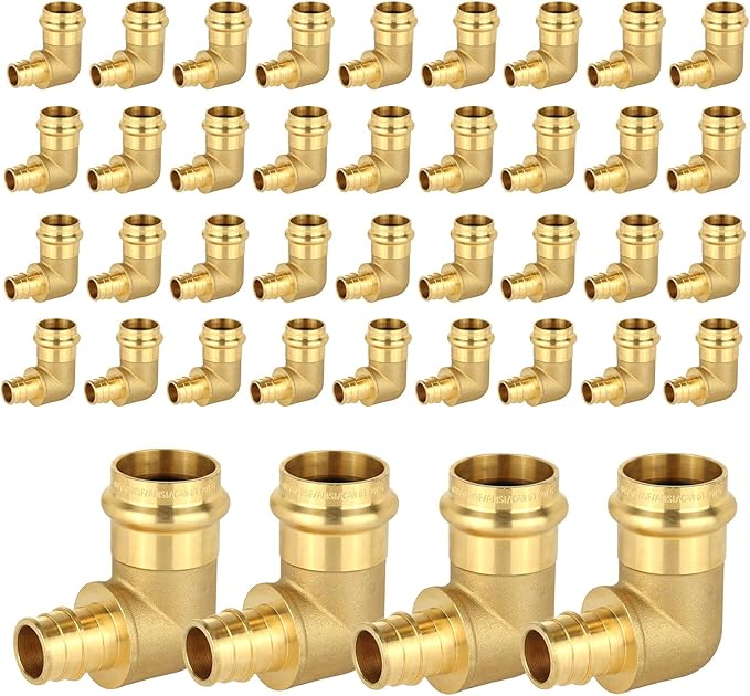 40-Pack HeSun Copper Press Fitting Elbow, 1" PRESS X 3/4" PEX-A F1960 Expansion Elbow, LF Brass