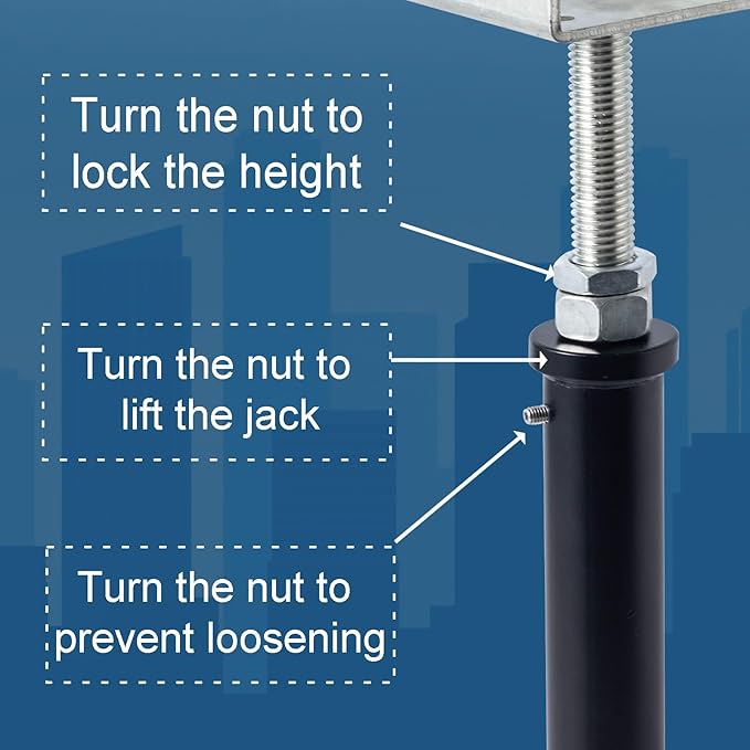 4 Pack U-Shaped Floor Jack - Adjustable Steel Beam Support for 4x2, 4x4, 4x6 Joists Heavy Duty Screw Jack with U-Head Telepost & House Jack.6-9 Inch Adjustment Range