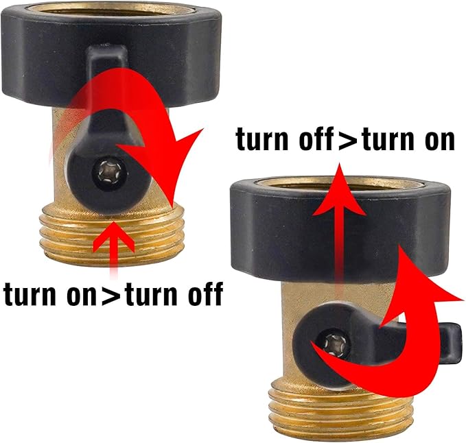 Hourleey Garden Hose Shut Off Valve, 2 Pack Heavy Duty 3/4 Inch Solid Garden Hose Shut Off Valve with 10 Extra Rubber Washers (Black)