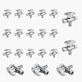 20-Pack GUOFIS PEX Angle Stop Valve with Dual Compression Outlet,1/2" PEX Crimp Inlet x (3/8" x 3/8") Outlet Shut-off Valves(1/4 Turn,Chrome)(VALVE125-20Pack)