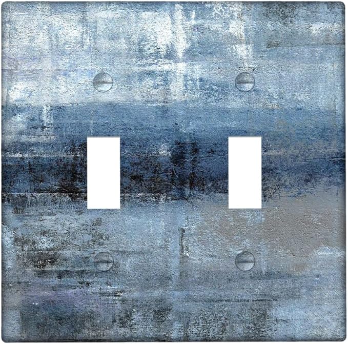 Blue Grey 2 Gang Wall Switch Plate Decortive Light Switch Cover Wall Plate Cover for Bedroom Kitchen Home Decor