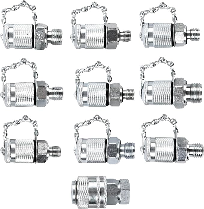 SINOCMP 10 Pcs Test Connector Hydraulic Pressure Gauge Tee Coupling Fittings for Construction Machinery Excavator