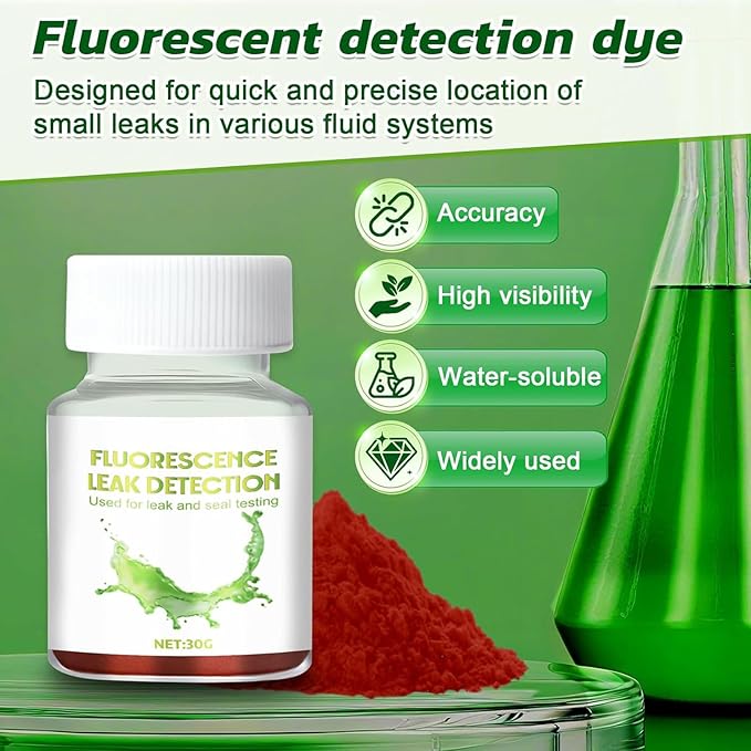 JAOJAO Leak Detection Dye, Water Tracing Dye for Pool, Spa, Plumbing, Roof, Car, Efficient Visibility, Fast Detection, Red
