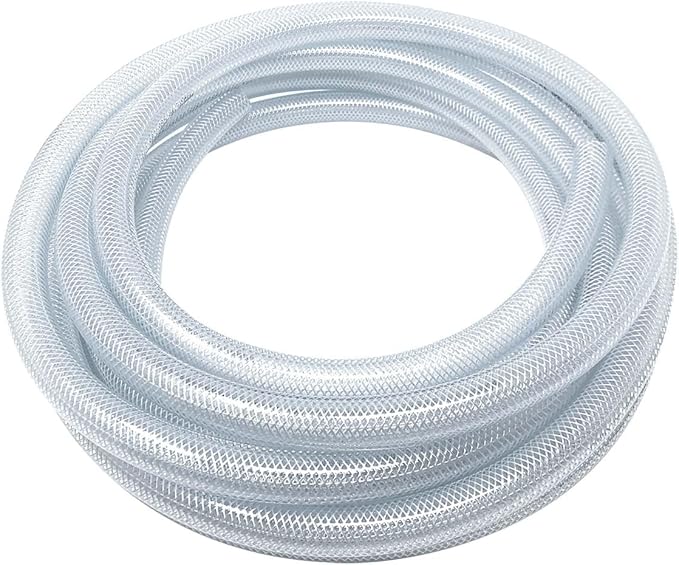 Gloxco Clear Braided PVC Tubing, Food Grade, Heavy Duty Reinforced Hose, 3/4" ID, 25 Ft Length