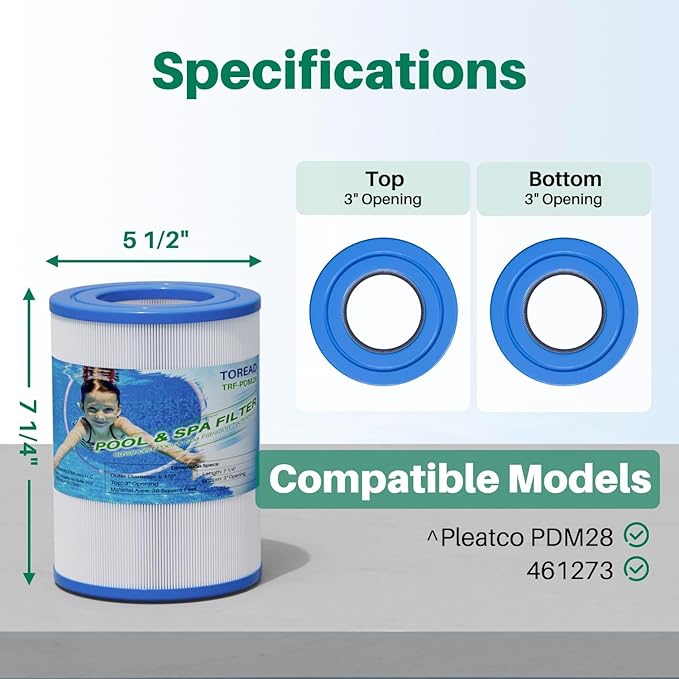 TOREAD PDM28 Spa Filter Replaces Aquarest Dream Maker 461273 Hot Tub Filter, 2PACK