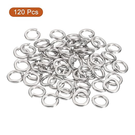 uxcell 120 Pcs Spring Lock Washer, M8 Split Lock Washer Assortment 316 Stainless Steel Lock Washers for Screws Bolts Nuts, Silver