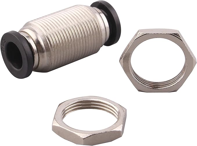 Bulkhead Union Push to Connect Tube Fitting 5/16 Inch Tube OD Double Threaded (10 Packs)