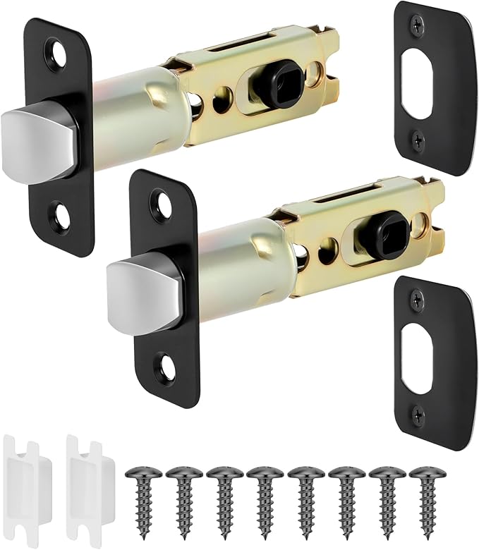 Matte Black 2 Pack Door Lock Parts, Adjustable Door Latch Replacement, Door Lock Replacement Parts, Door Deadlatch Mechanism