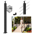 Upgraded 36 Inch Swageless Stair Cable Railing Post(35"x2"x2") Fit 28-38 Degree Stairway, T304 Stainless Steel Wire Metal Post with Cable Grommets, Outdoor Finish for Stair Railing Outdoor