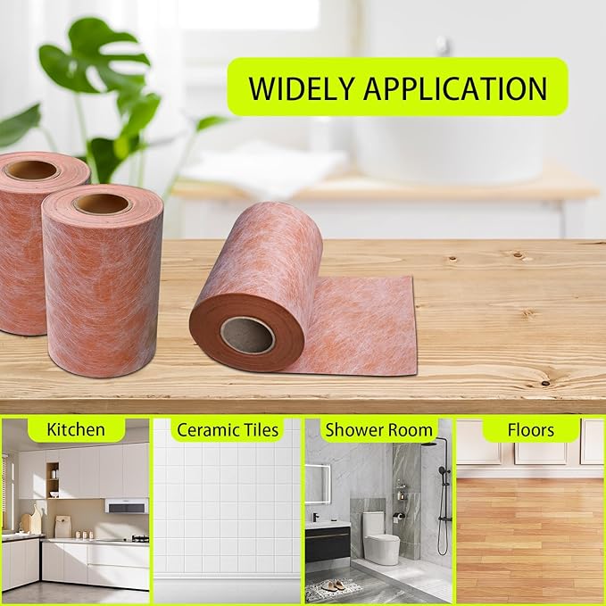 Waterproof Membrane for Shower, 9.8inch x 32Ft (26 Sq Ft) 23.6mils Thick Tile Shower Waterproofing Membrane Roll Underlayment Waterproof Wall Panels for Showers Bathroom Sauna Walls Roofs Wet Areas