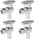 Angle Stop Valve,1/2 Inch Pex X 3/8 Inch OD Compression Angle Shut-off Valve with 1/4 Turn on/off (Pack of 4,ASTM F1807)(VALVE076-4Pack)