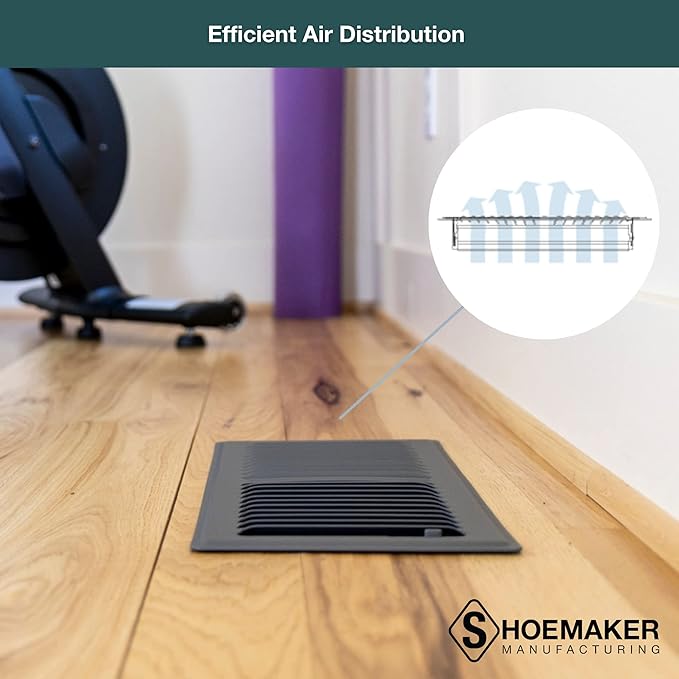 Shoemaker 6x14 Floor Register – Storm Gray Heavy Duty Metal Floor Vent Cover for Home Floors - Premium Forced Air Vent Covers