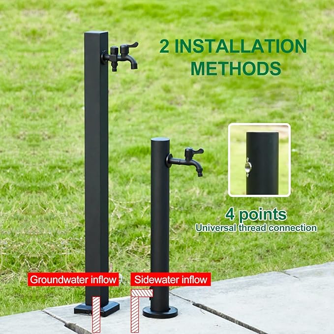 304 Stainless Steel Garden Water Column, Freeze Proof Outdoor Faucet, Yard Hydrant, Outdoor Water Spigot for Backyard, Farm, Lawn(B,60cm/24in)