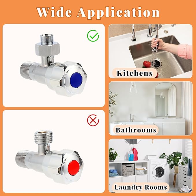 Water Line Adapter, 2 Pcs 1/2" Female to 3/8" Male Brass Reducer Adapters, Compression Pipe Fittings with Rubber Washers for Kitchen Bathroom Water Heater Supply Hose