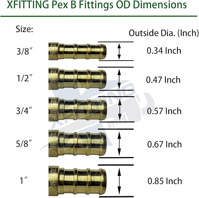 5 Pieces XFITTING 1" X 1" Pex Elbow - Brass Crimp Fitting Elbow, Full Port