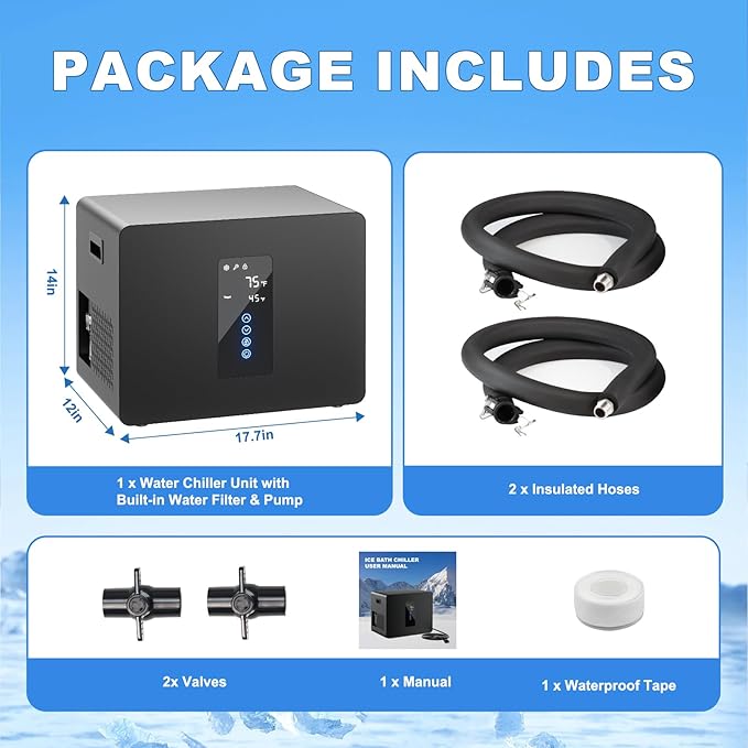 1/3HP Cold Plunge Chiller with Built-in Pump & Filter, 110V Smart LED Touchscreen Ice Bath Water Chiller for Cold Plunge Tub, Ideal for Cold Therapy Recovery at Home or Gym