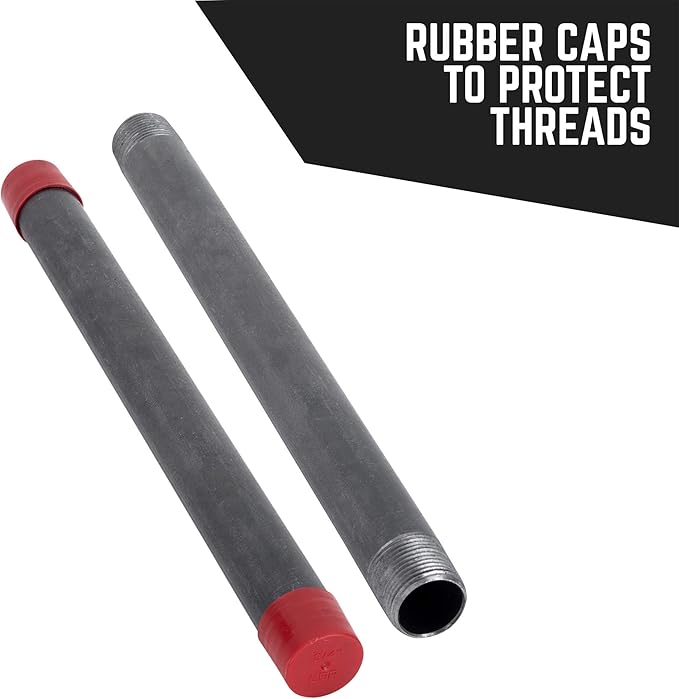 PIPE DÉCOR 1/2" x 3.5" Malleable Cast Iron Pipe Nipple, Pre Cut Connectors, Industrial Steel Grey Fits Standard Half Inch Black Threaded Pipes Nipples and Fittings, Vintage DIY Furniture, 10 Pack