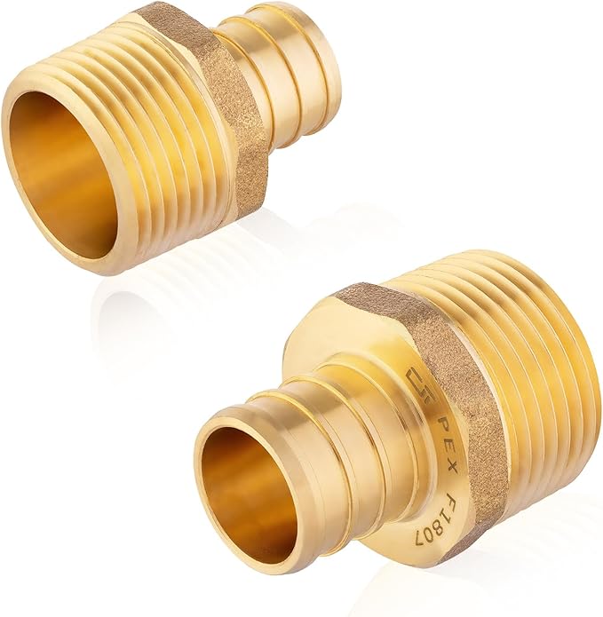50-Pack HeSun PEX Fittings, 1" PEX x 1" Male NPT, Brass Crimp Male Adapter Fitting for ASTM F1807(PEX1807278-50)