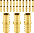 25-Pack PEX Fittings Niikappu 1/2"x1/2" Pex Straight Coupling, Brass Crimp Pipe Fittings for PEX Pipes, ASTM F1807