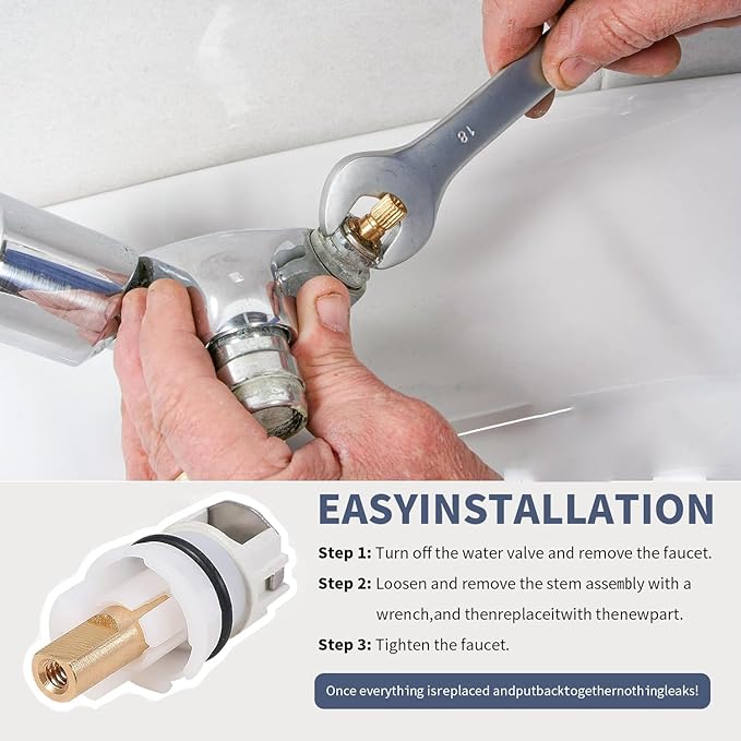 RP25513 faucet stem assembly Replacement Kit for two handle faucet repair kit with RP4993 Seats Springs RP24096 Cartridge RP24097 1/4 Turn stop, 2 Pack