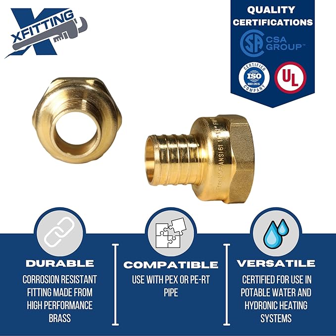 XFITTING 1 inch Pex x 1 inch Female NPT Adapter, 23-4-3=2X, 2 Pieces
