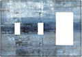 Blue Grey Light Switch Cover 3 Gang Decora/Toggle Decorative Wall Switch Plates Abstract Art Wallplates Outlets Cover for Kitchen Bedroom Decor