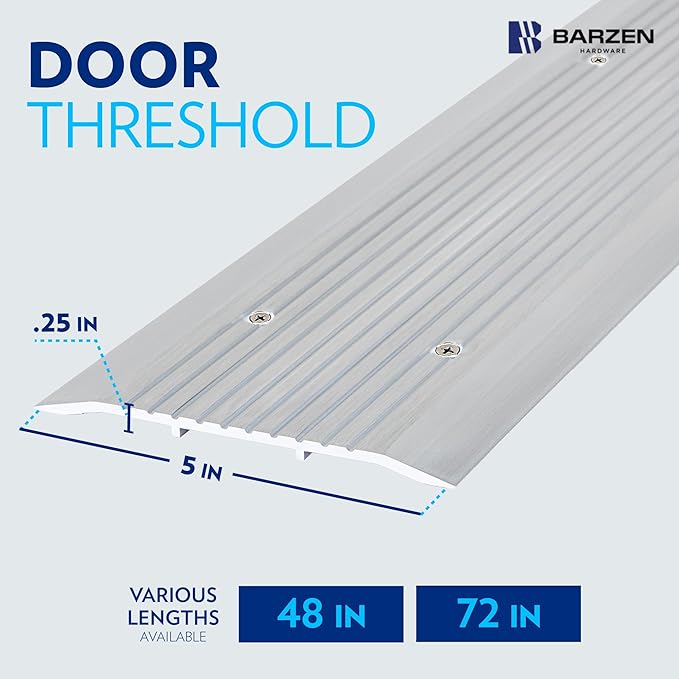 Door Threshold Aluminum Threshold Strip - Exterior Door Threshold for Doorways & Commercial Use - Aluminum Door Saddle - Aluminum 5" x 72" Inches.