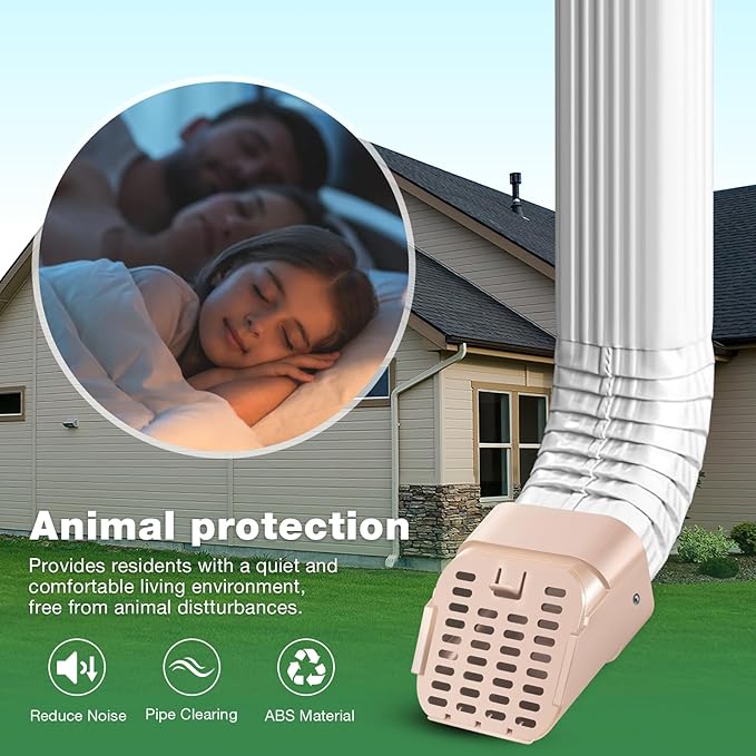 3"x4" 2 Pack Type-A Gutter Downspout Extensions Gutter Downspouts Downspout Diverter Outlet Filter and Leaf Guard for Bottom of Downspouts Extender Adapter for 3 inch x 4 inch downspout Limestone