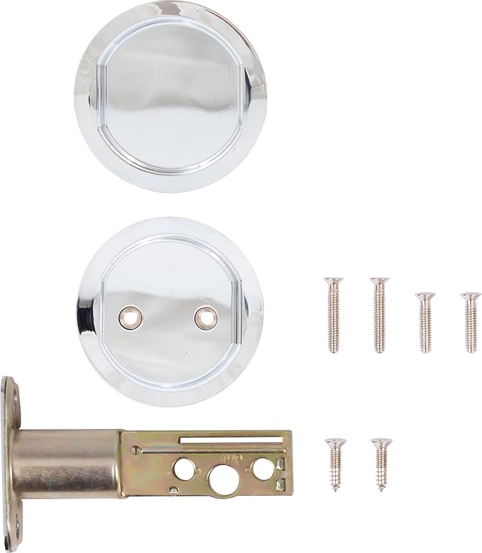 Round Pocket Door Lock, Passage (Hall/Closet) Latch, 2-3/4" Backset, RCL, Polished Chrome by Stone Harbor Hardware