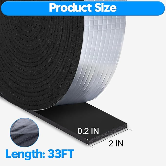 2PCS Outdoor Pipe Insulation Wrap, 2IN x 33FT Pipe Insulation Foam Tape, Self-Adhesive Insulating Foam Tape for Winter Freeze Protection for Cold and Hot Water Pipes, Reduce Heat Loss