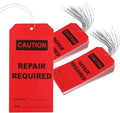 100 pcs Repair Require Tagswith Pre-Attach Wire,PVC Plastic Maintenance Required Tags
