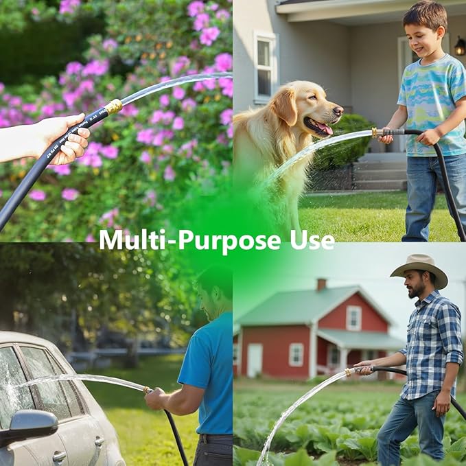 Leader Garden Hose 15ft x 5/8", Heavy Duty Short Water Hose, Female to Female Fittings, Five Layered Braiding for Durability, 1000PSI Burst, 200PSI Working (Black)