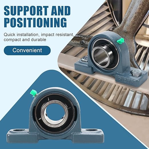 4 Pack UCP207-22 Pillow Block Bearing 1-3/8" Bore Mounted Bearing Block Self Alignment Solid Cast Iron Base Chrome Sealed Bearings